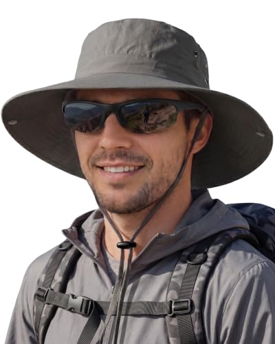 Men's Wide Brim Sun Protection Bucket Hat - Dark Gray