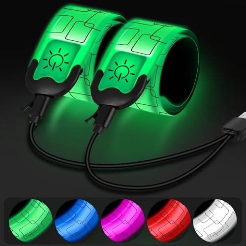 Rechargeable LED Armband for Night Running & Walking - Green, 2 Pack