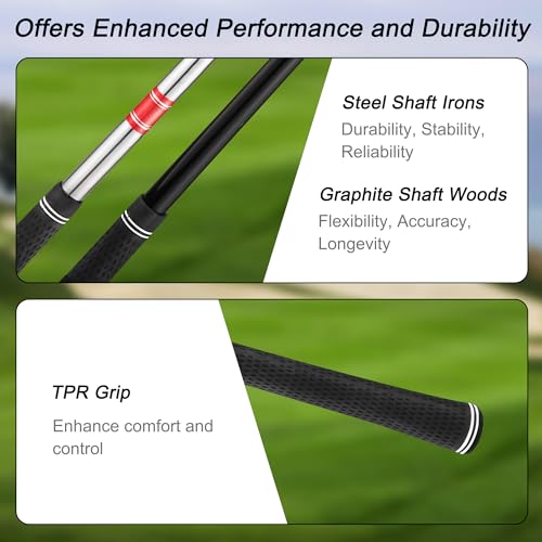 KVV Men's 11-Piece Golf Club Set - Right-Handed, Black, Without Stand Bag