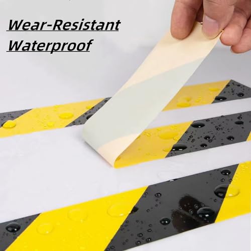 SWRT Hazard Tape - 2 Inch x 110FT Black & Yellow Warning Stripe | Strong Adhesive & Waterproof for Floor Marking