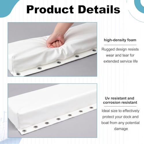 Heavy-Duty Marine Dock Bumpers - White, 35.8 x 6 x 3.5 Inches, Pack of 4