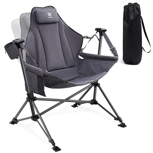 Ever Advanced Grey Oversized Padded Camping Swing Chair, Supports Up to 400lbs