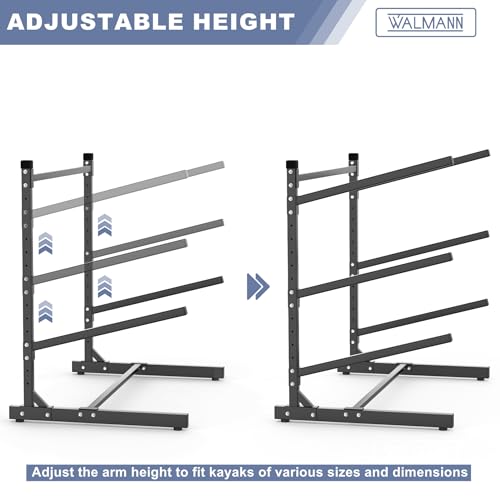 Large Black Garage Kayak Rack - Heavy-Duty Freestanding Kayak Stand