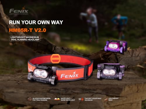 Fenix HM65R-T V2.0 Running Headlamp - Black, 1600 Lumens, Dual Beams, USB-C Rechargeable