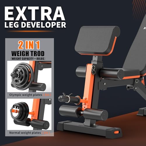 Orange Black Adjustable Weight Bench 1000LBS Capacity Foldable Home Gym Equipment
