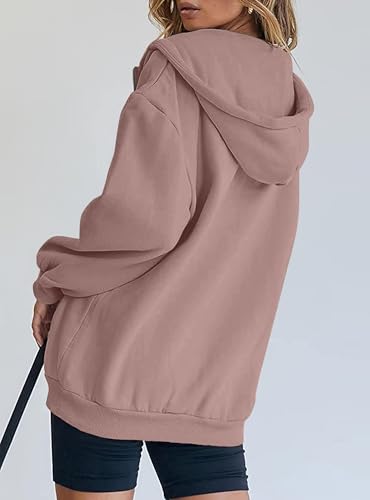 Women's Fall Zip Up Hoodie Sweatshirt - Large Nutmeg | PRETTYGARDEN