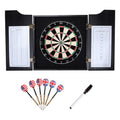 GSE Pro Black Solid Wood Dartboard Cabinet Set with Bristle Dartboard & Accessories