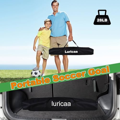 Luricaa 12x6 ft Black Yellow Portable Soccer Goal with Training Cones