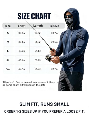 Men's Sun Hoodie with Mesh Mask - Medium Compression, 3-Pack Outdoor UV Protection