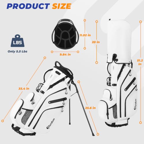 White 8-Way Golf Stand Bag with Selfie Phone Pocket and MOLLE System