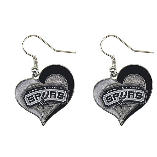 aminco NBA Womens Swirl Heart Earrings - San Antonio Spurs / One Size / Team Color