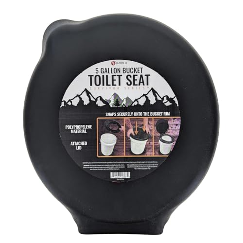 Portable Toilet Seat Lid for 5-Gallon Bucket - Black, Medium