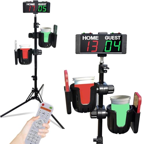 YZ Digital Cornhole Scoreboard with Remote, Drink & Phone Holders, Portable Outdoor Game Accessory