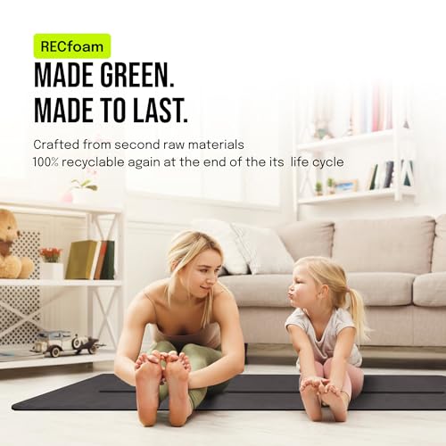 Extra Large Yoga Mat 6'x4' Thick Exercise Mat for Home Workout - Black, 1/4 Inch