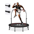 48-Inch Rebounder Trampoline for Adults with Handle – Foldable Exercise Jumping Mat, Black