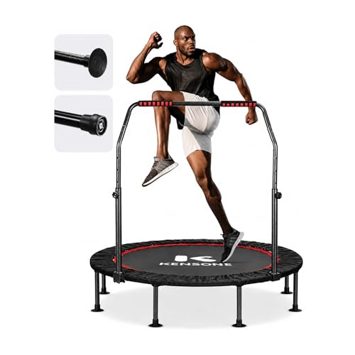 48-Inch Rebounder Trampoline for Adults with Handle – Foldable Exercise Jumping Mat, Black