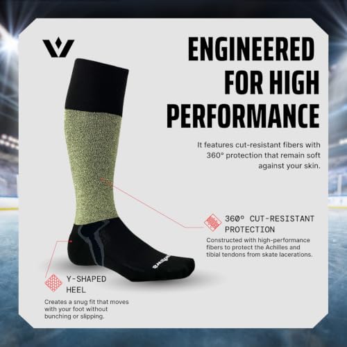 Swiftwick Hockey 360° Cut-Resistant Moisture-Wicking Socks - Medium Black