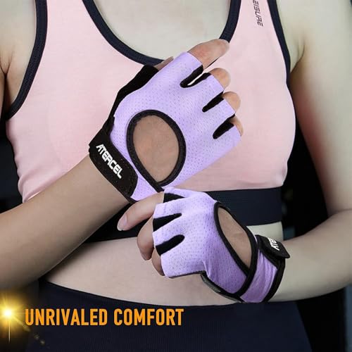 Violet Medium Weight Lifting Gloves with Full Palm Protection for Gym & Cycling