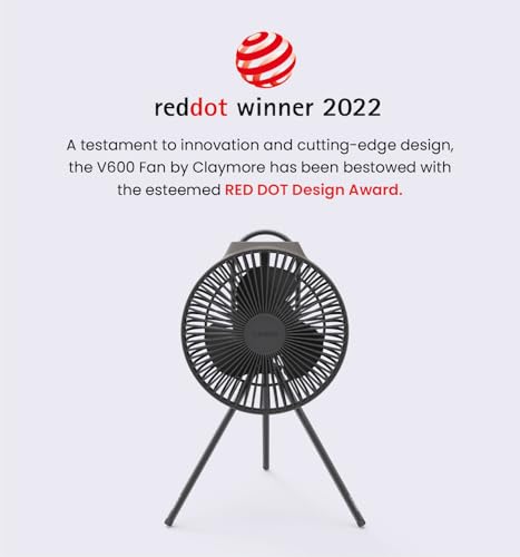 Rechargeable Portable Fan V600+ Warm Gray with 7800mAh Battery, 4-Speed, USB-C, Tripod Mount, Quiet Indoor & Outdoor Use