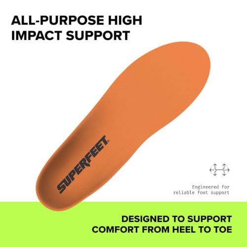 Superfeet Orange High-Impact Support Insoles Men 13.5-15 - All-Purpose Comfort