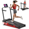 Black Foldable Incline Walking Pad Treadmill with Handles - 16% Max Incline, 6.2 MPH