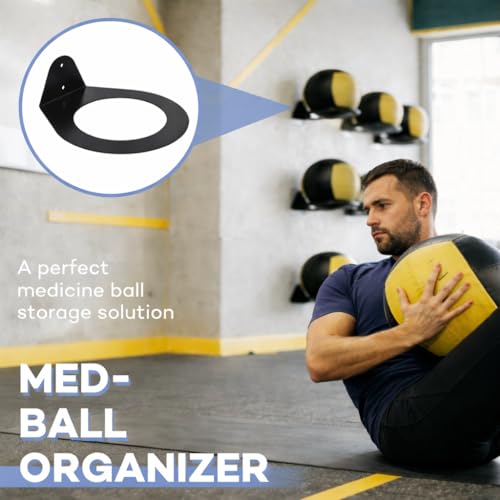 4-Pack Wall-Mounted Medicine Ball Holder Rack for Gym Storage