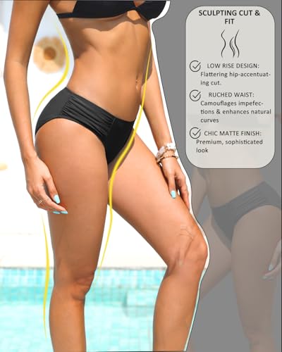 Women's Low Rise Full Coverage Bikini Bottoms - Medium Black