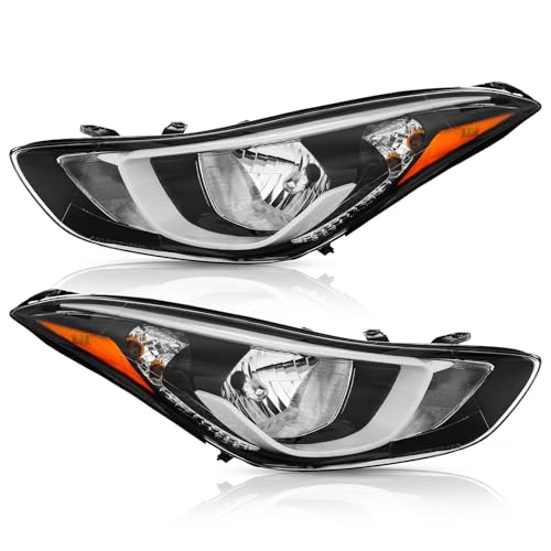 Hyundai Elantra Headlight Assembly 2014-2016 Pair with Bulbs - Passenger & Driver Side