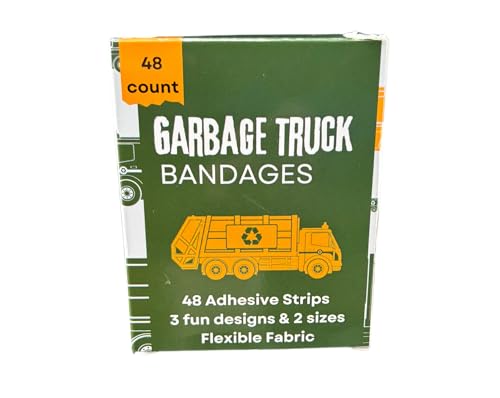 Kids & Toddlers Assorted Size Adhesive Bandages with Garbage Truck Designs - 48 Count