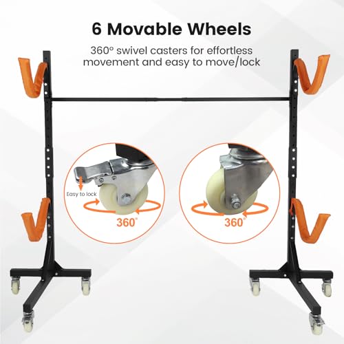 Neorexon 2 Kayaks Freestanding Storage Rack with Adjustable Width & Wheels