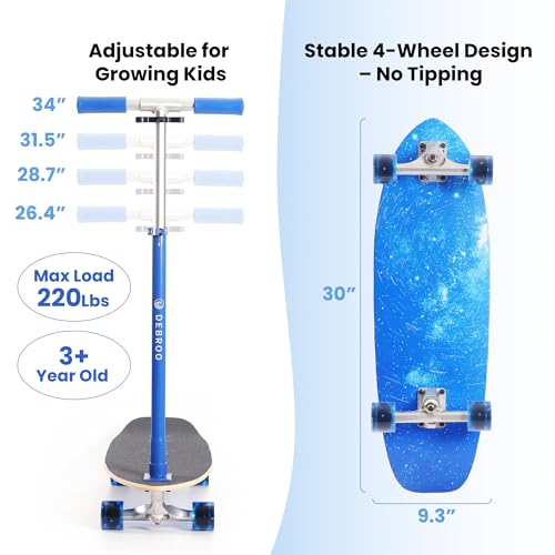 Kids 2-in-1 Skateboard & Lean-to-Steer Scooter with LED Wheels, Adjustable Handlebar