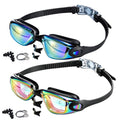 Unisex Swim Goggles 2 Pack Anti-Fog Wide View No Leakage for Men Women Youth - Blackgold & Blackpink