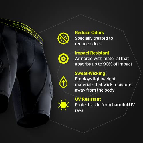 Storelli BodyShield Goalkeeper Sliders 2.0 Adult Medium Black Padded Soccer Shorts with Cup Pocket