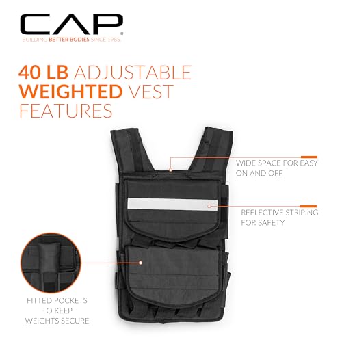 CAP Adjustable 40 lb Weighted Vest for Strength Training & Running