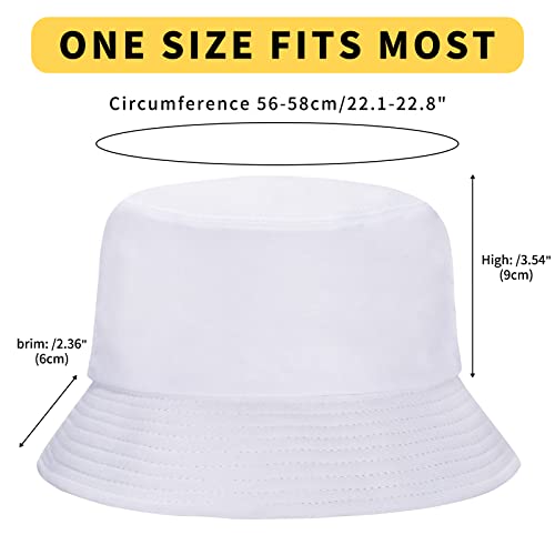 Rosoz Bucket Hat for Women Men Summer Travel Beach Sun Hat 2 Pack - White & Orange