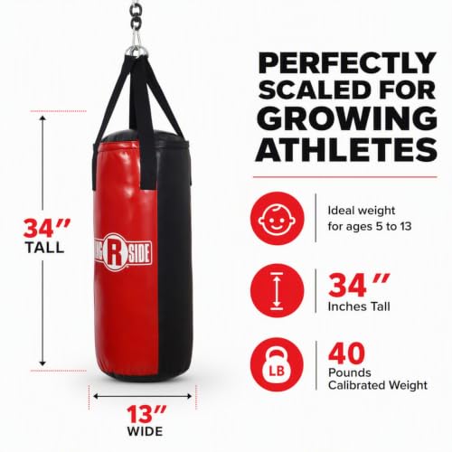 Youth Heavy Bag Kit with Gloves & Mounting Hardware - 40 lb Boxing Set for Kids