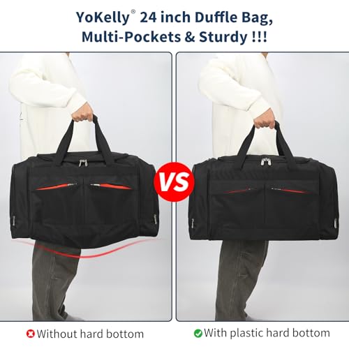 Large 24 Inch Gym Duffle Bag with Shoes Compartment - 65L Black - Versatile Sports Travel Bag