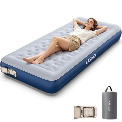 Twin Camping Air Mattress with Cordless Rechargeable Pump - 75 x 35.5 inches, TPU, All Night Support