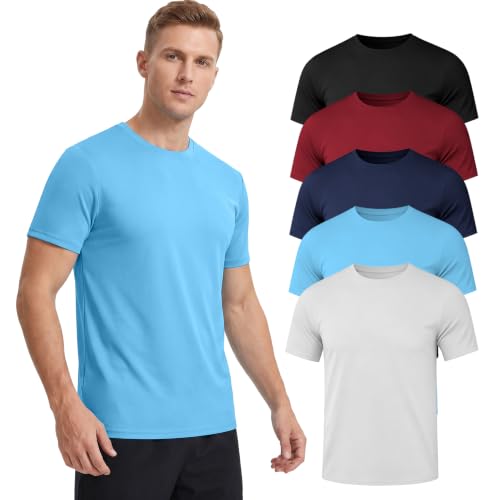HOPLYNN Men's Athletic T-Shirts - 5/7 Pack Short Sleeve Dry Fit Tops with Variations