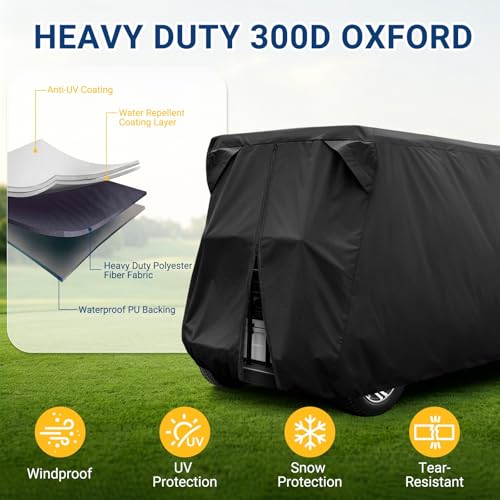 Moveland Waterproof 6-Seat Golf Cart Cover for Outdoor Storage - Black