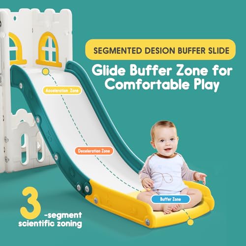 Toddler Indoor Slide with Climber Basketball Hoop and Storage - Wider & Longer