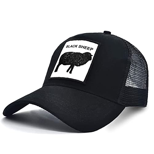Animal Baseball Cap Patch Embroidered Mesh Trucker Hat - Sheep, 7 1/4-7 7/8