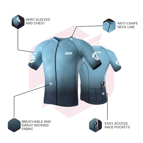 Men's Lightweight Cycling Jersey Short Sleeve - Elite Bike Shirt with Pockets & UV Protection - Ocean Deep XL