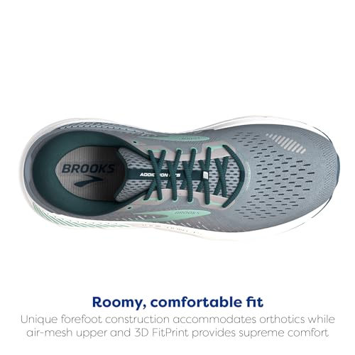 Brooks Women's Addiction GTS 15 Running Shoe 9.5 Wide Grey Navy Aqua