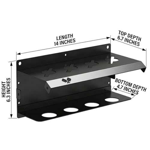 Pickleball Paddle Rack Wall Mount - Fits 4, 8 or 12 Paddles - Indoor Outdoor