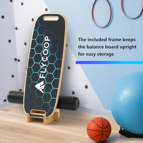 Flycoop Adjustable Balance Board for Adults - Black, 29 x 11 inches with Stand
