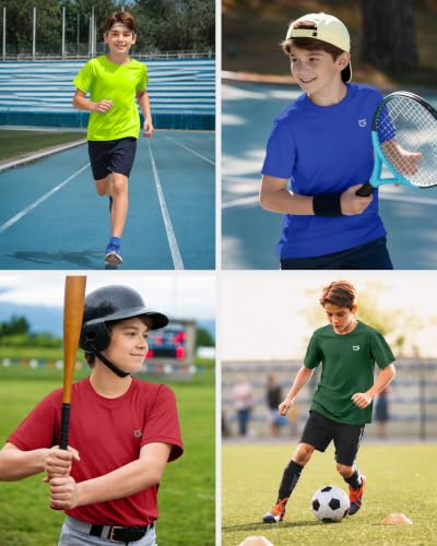 Boys Athletic Rash Guard Short Sleeve Swim Shirt - 12-13 Years Royal Blue
