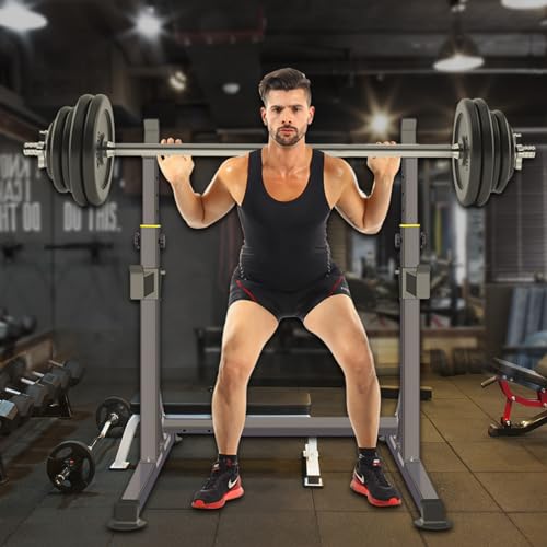 Adjustable 600lbs Steel Squat Rack for Home Gym - Heavy Duty Weight Lifter