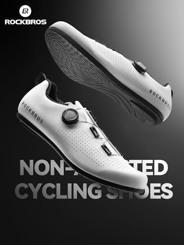 Narrow White 12 ROCKBROS Cycling Shoes Flat-Pedal Non-Lock Breathable Perforations