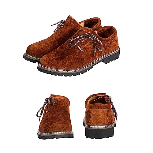 German Leather Trachten Shoes for Oktoberfest - Dark Brown Haferl, Size 10